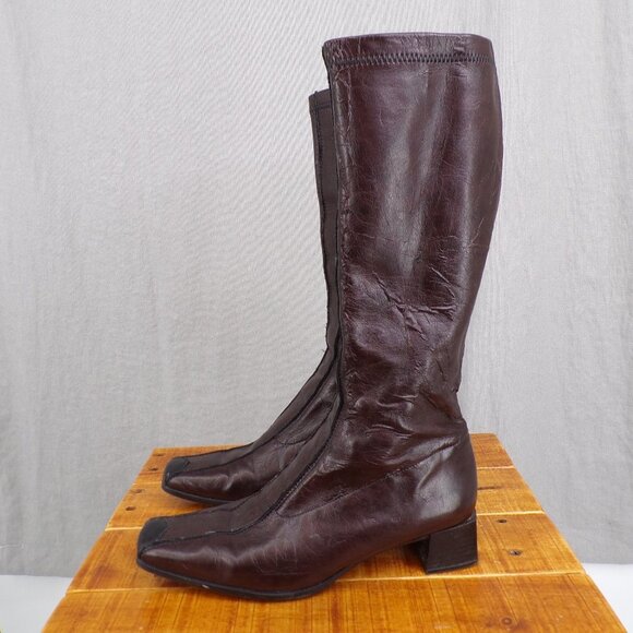 Rieker Shoes - Rieker Brown Tall Dress Boots Faux Leather Pull On Women's Size EU 36 US 5-5.5